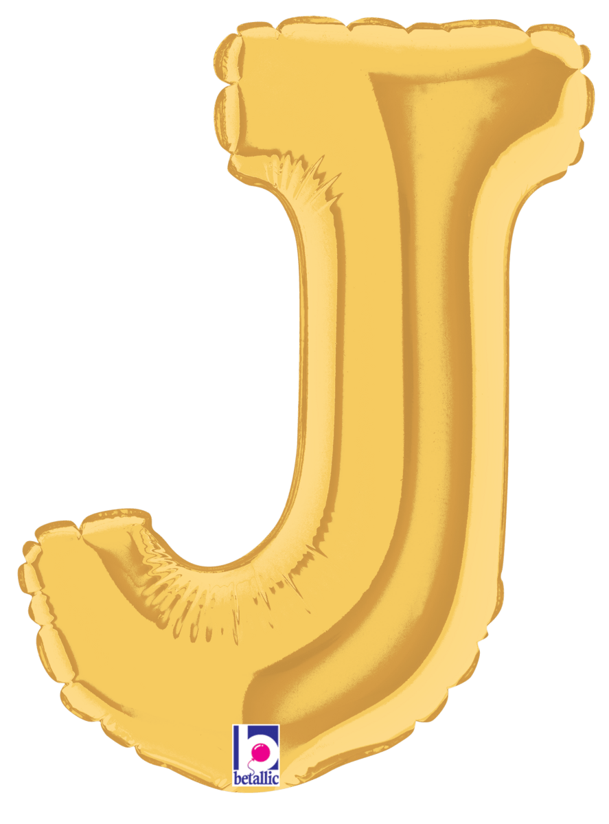 Betallic Mylar & Foil Gold Letter J (requires heat-sealing) 7″ Balloon