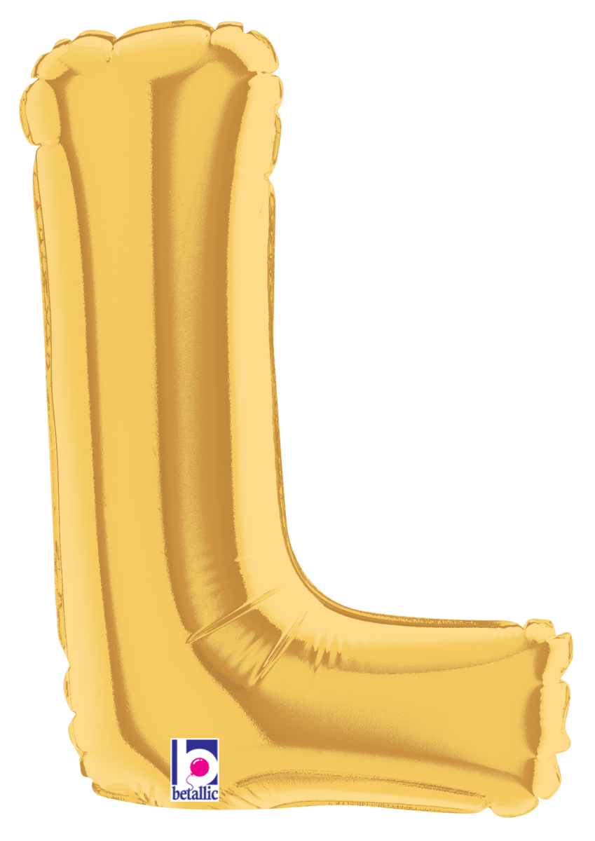 Betallic Mylar & Foil Gold Letter L (requires heat-sealing) 7″ Balloon