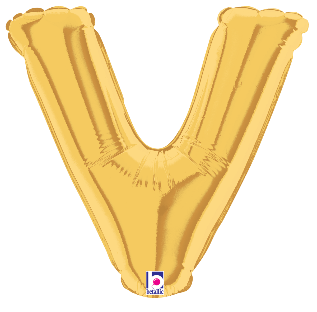 Betallic Mylar & Foil Gold Letter V (requires heat-sealing) 7″ Balloon