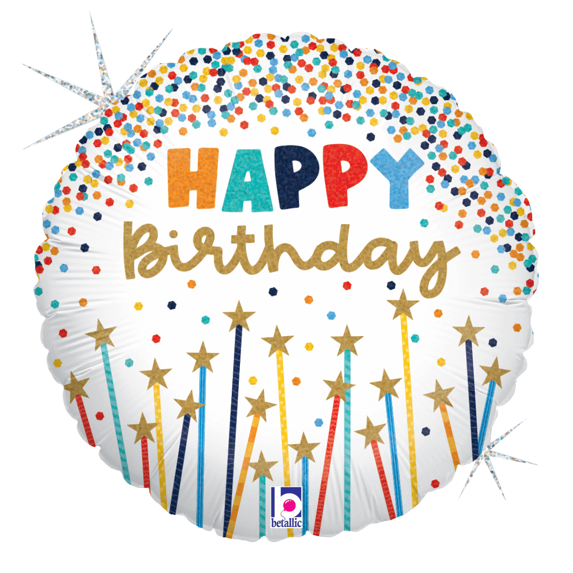 Betallic Mylar & Foil Happy Birthday Star Candles 18″ Balloon