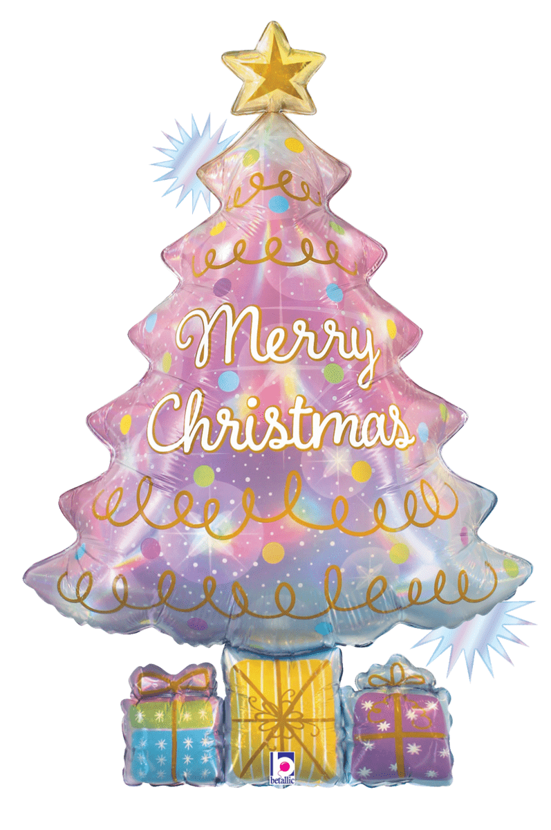 Betallic Mylar & Foil Merry Christmas Tree Opal 39″ Balloon