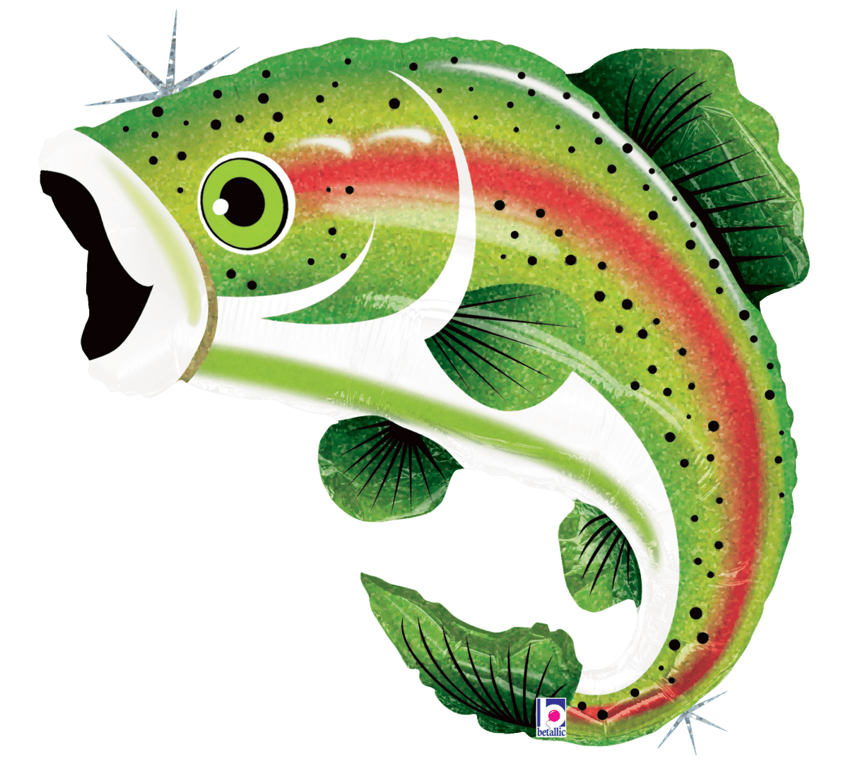 Betallic Mylar & Foil Rainbow Trout Fish Fishing Holographic 29″ Balloon