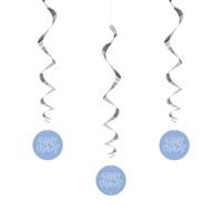 Hanging Swirl Decorations - Blue Hearts Baby Shower (3ct) - Unique