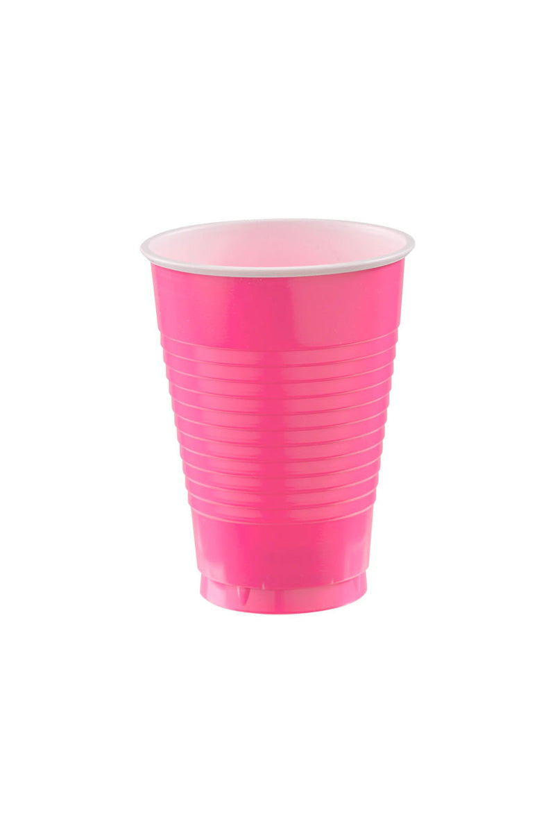 Bright Pink Plastic 12oz Cups by Amscan from Instaballoons