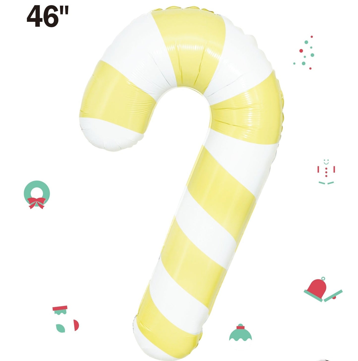 Candy Cane Yellow 46″ Foil Balloon by Imported from Instaballoons