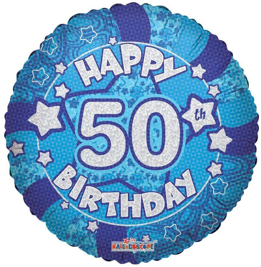 Convergram Blue Happy 50th Birthday 18″ Balloon