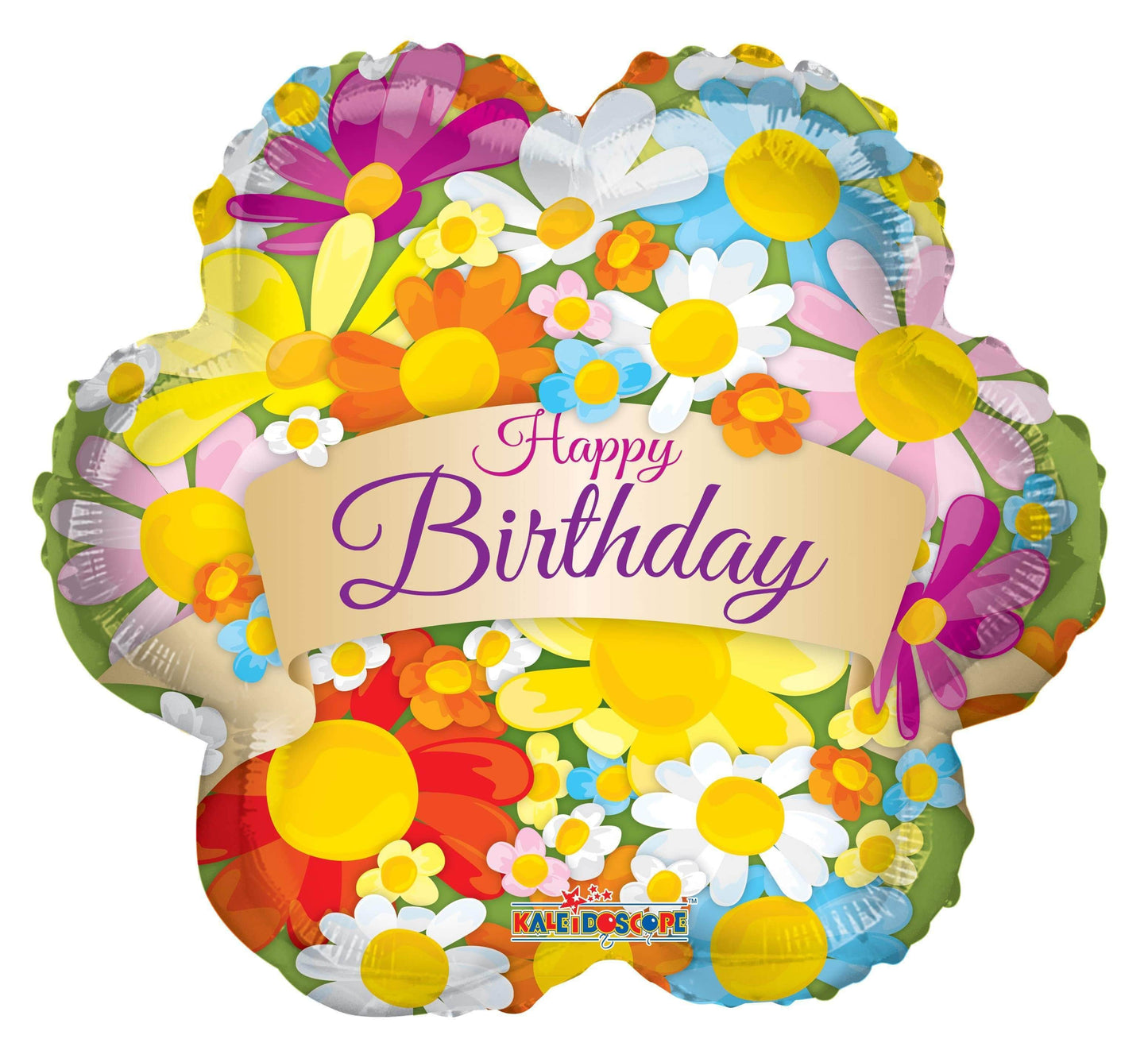 Convergram Mylar & Foil Happy Birthday Flowers With Banner 18″ Balloon