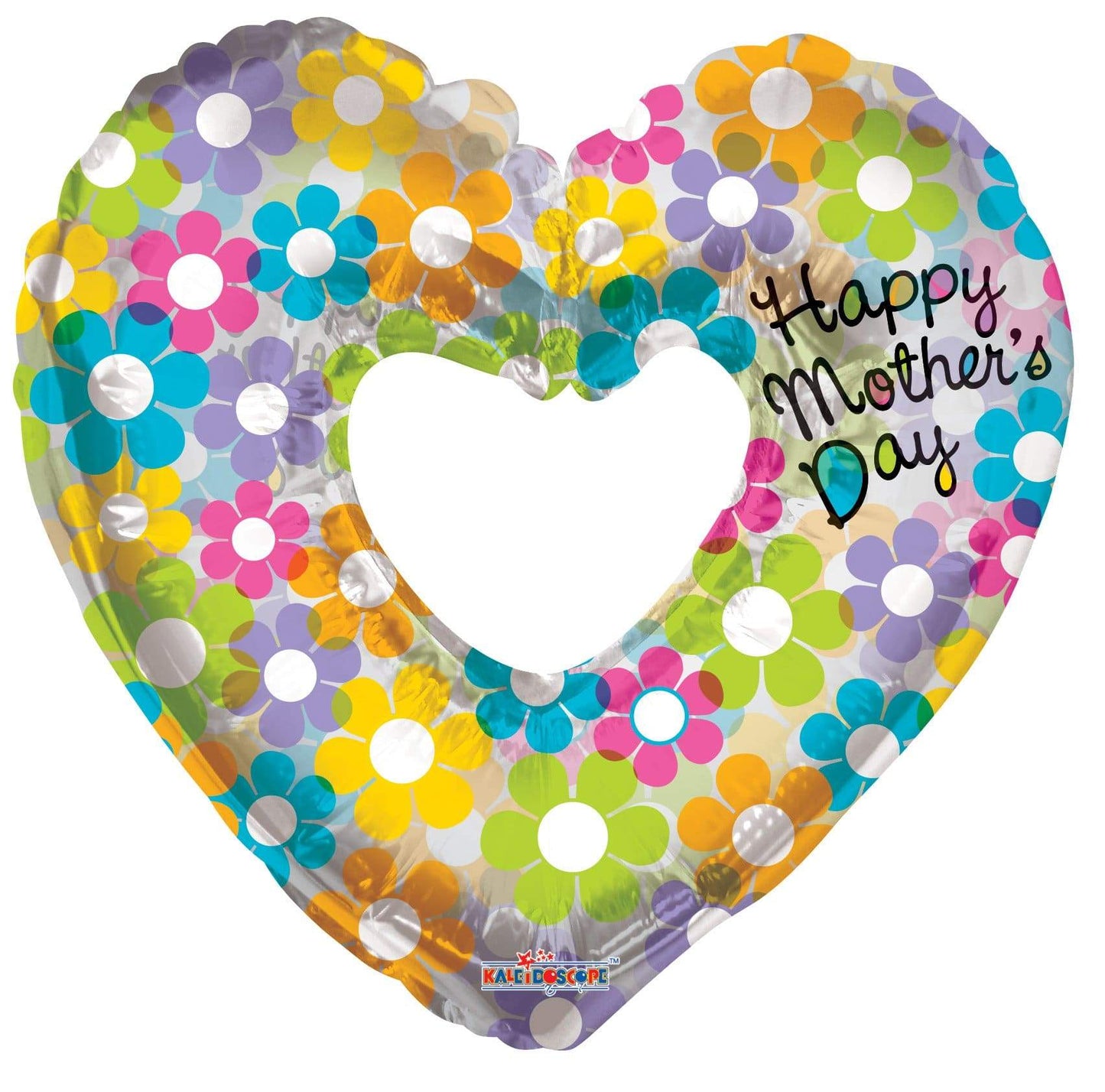 Convergram Mylar & Foil Happy Mother's Day Groovy Flowers Heart 36″ Balloon