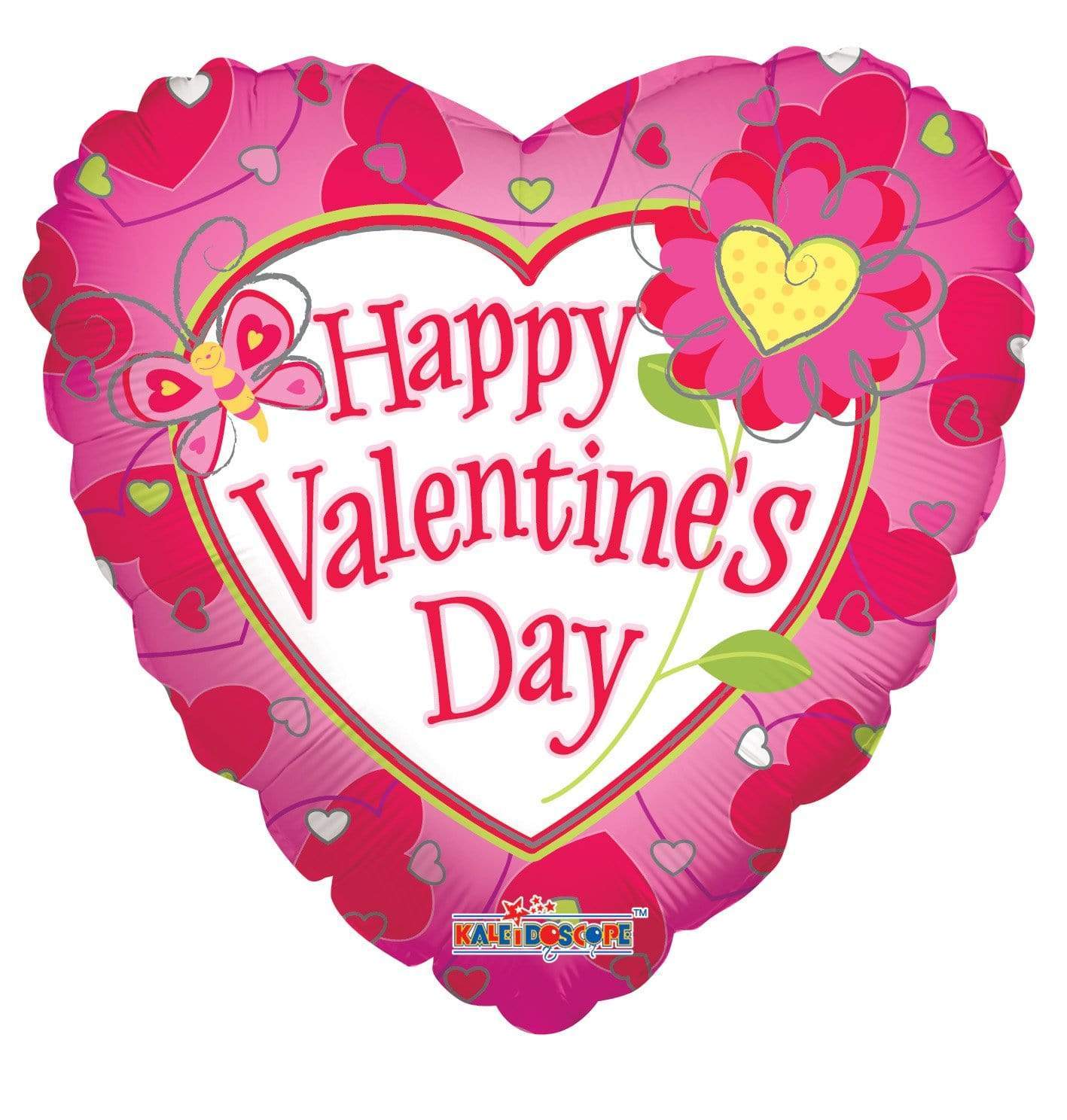 Convergram Mylar & Foil Happy Valentine’s Day Butterfly & Flower 18″ Balloon