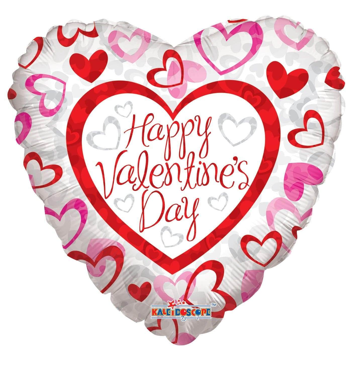 Convergram Mylar & Foil Happy Valentine's Day Patterned Hearts 18″ Balloon