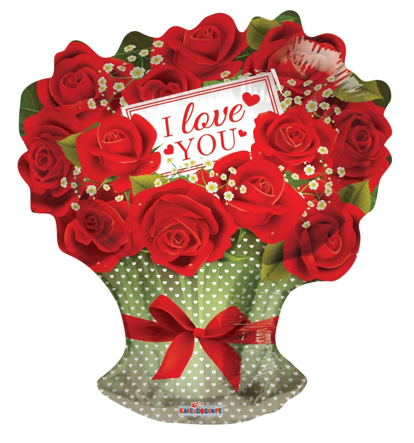 Convergram Mylar & Foil I Love You Red Roses in a Vase 18″ Balloon