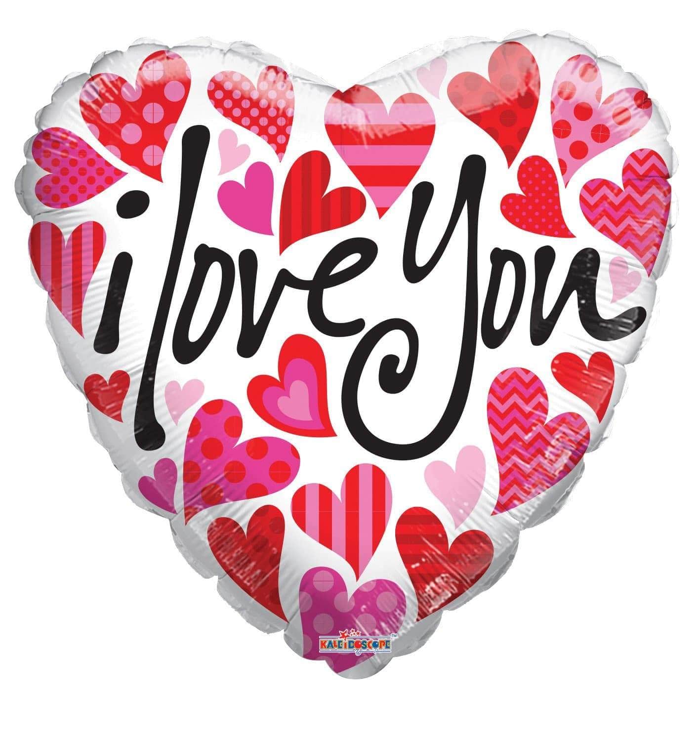 Convergram Mylar & Foil Many Hearts On White 18″ Balloon