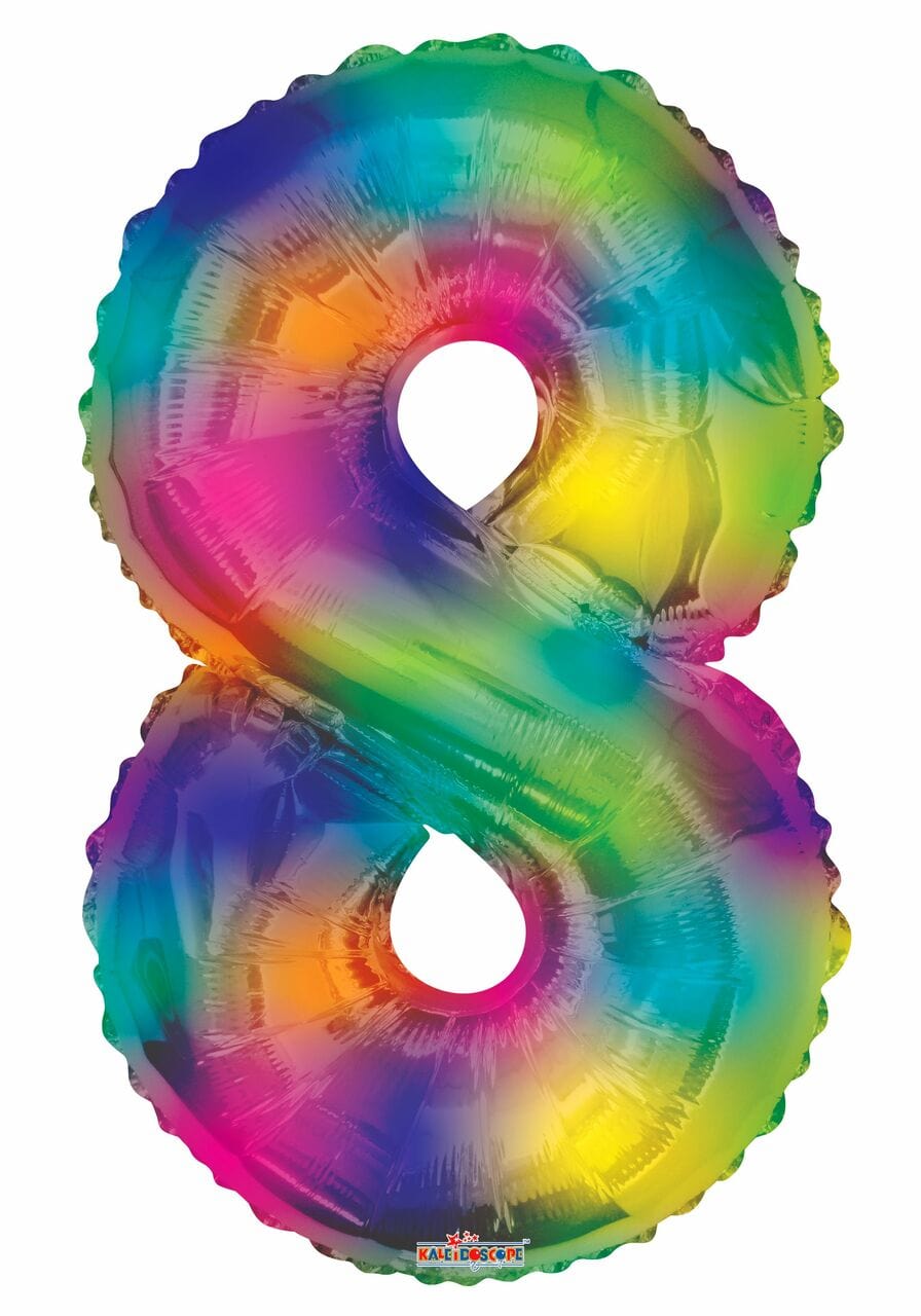 Convergram Mylar & Foil Number 8 Rainbow 34″ Balloon