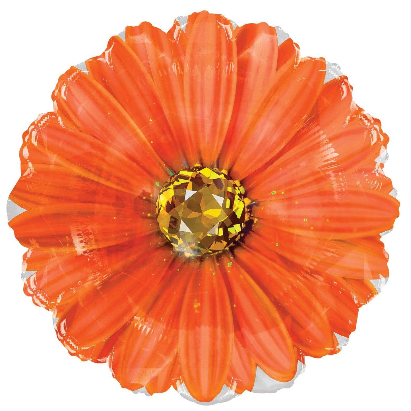 Convergram Mylar & Foil Orange Rhinestone Daisy Flower 18″ Balloon