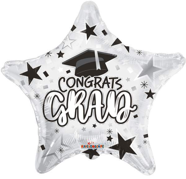 Convergram Mylar & Foil White Congrats Grad 18" Graduation Star Balloon
