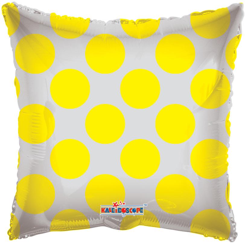 Convergram Mylar & Foil Yellow Circles Polka Dot Clear View 18″ Balloon