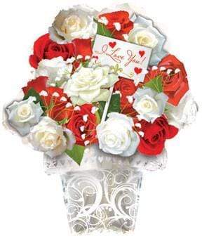 CTI Mylar & Foil I Love You Red & White Roses Bouquet 22″ Balloon