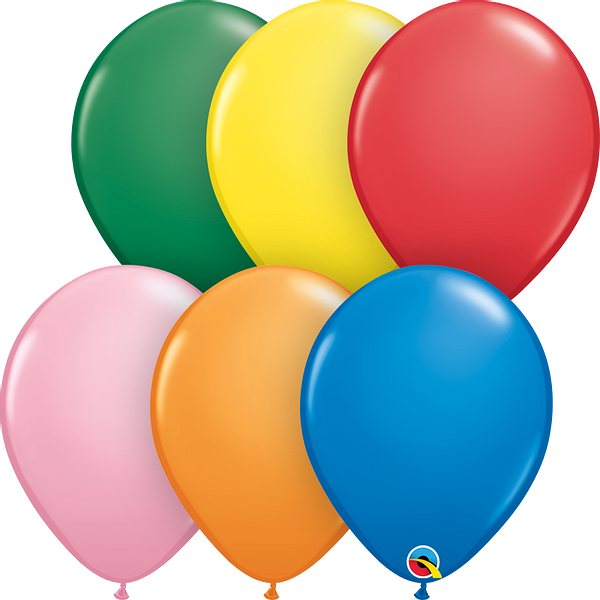 11″ Standard Assortment Latex Balloons (100 Count)
