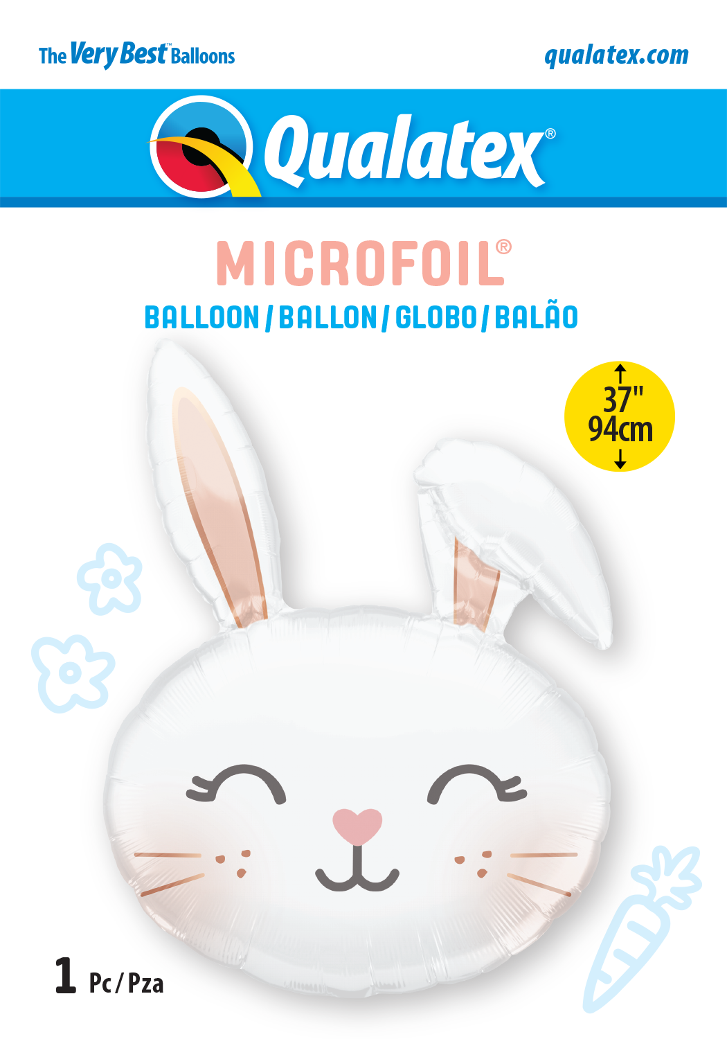 Floppy Eared Bunny 37″ Foil Balloon by Qualatex from Instaballoons