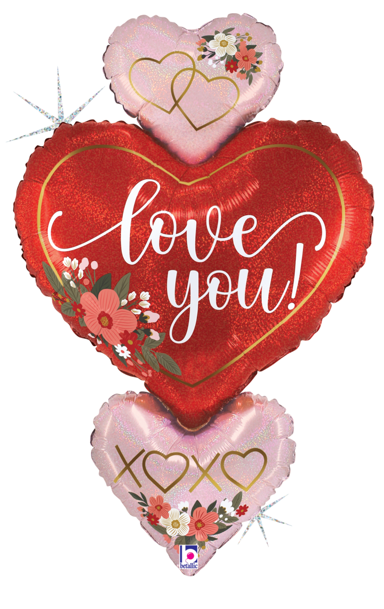 Floral Love You Trio 30″ Foil Balloon by Betallic from Instaballoons