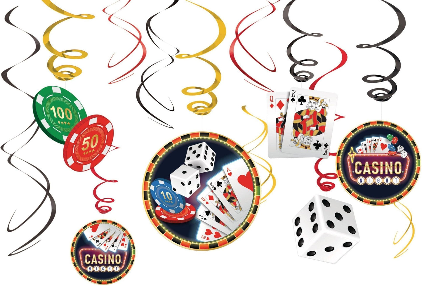 Foil Swirl Decorations - Casino - Amscan