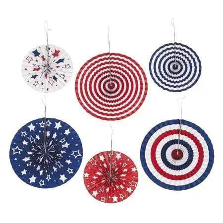 Fun Express Patriotic Hanging Fans (6 count)