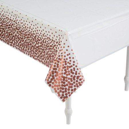 Fun Express White Rose Gold Table Cover