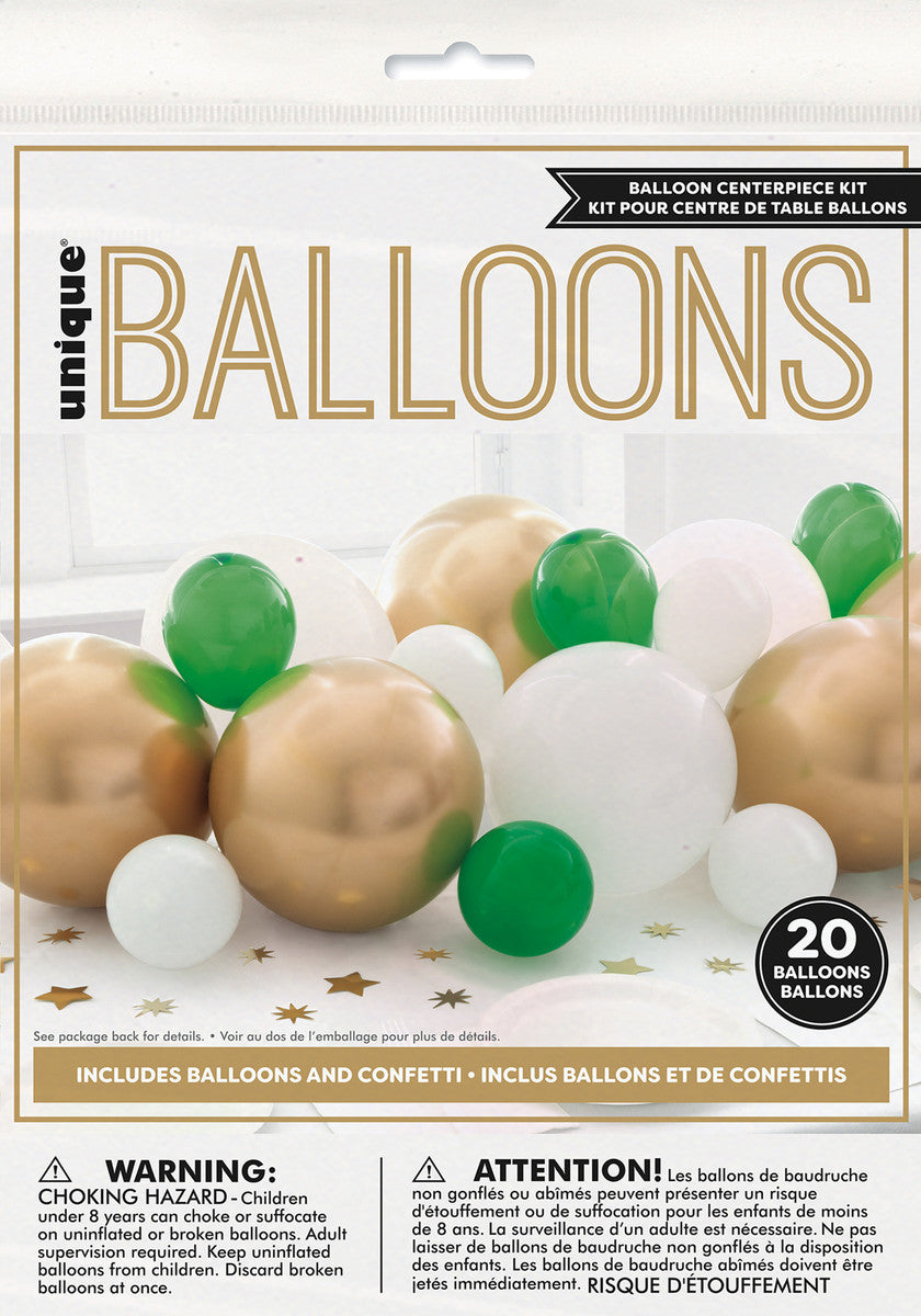 Green White Gold Centerpiece Balloon Kit Latex Balloon by Unique from Instaballoons
