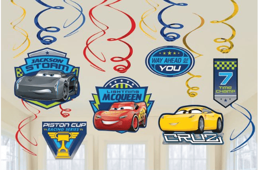 Hanging Swirl Decoration - Disney Cars 3 (12ct) - Amscan