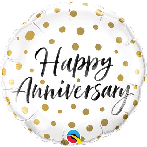 Happy Anniversary Gold Dots 18″ Foil Balloon by Qualatex from Instaballoons