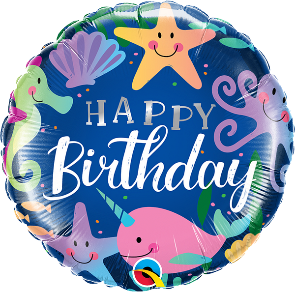 Happy Birthday Fun Under The Sea 18″ Foil Balloon by Qualatex from Instaballoons