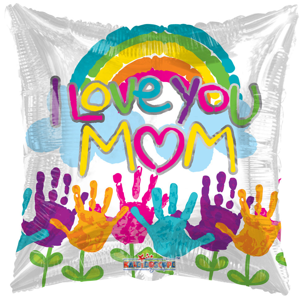 I Love You Mom Handprints 9″ Foil Balloon by Convergram from Instaballoons