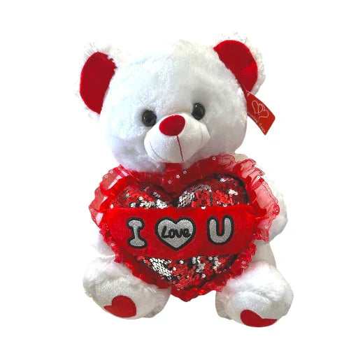 21" Teddy Bear White - I Love You (10" Heart)