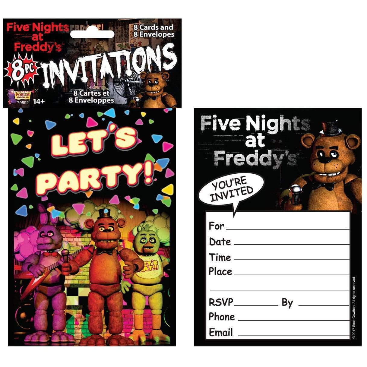 instaballoons Party Supplies 5 Nights at Freddys Invitations (8 count)