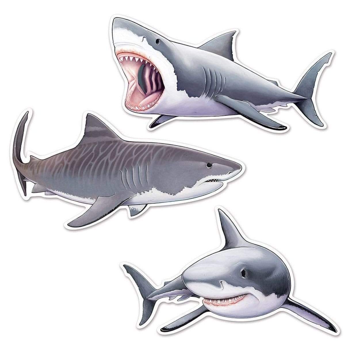 instaballoons Party Supplies Shark Cutouts 24″ (3 count)