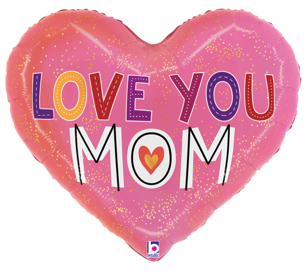 Love You Mom Heart 24″ Foil Balloon by Betallic from Instaballoons