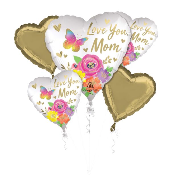 Love You Mom Satin Floral by Anagram from Instaballoons