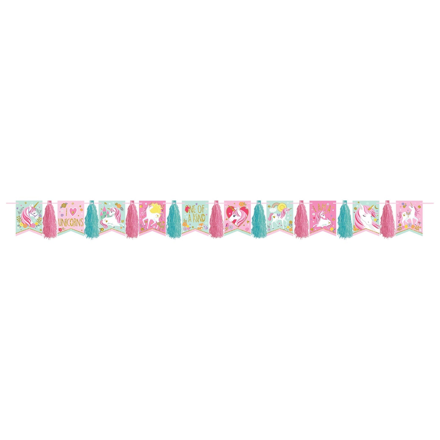 Magical Unicorn Glitter Pennant Tassel Garland by Amscan from Instaballoons
