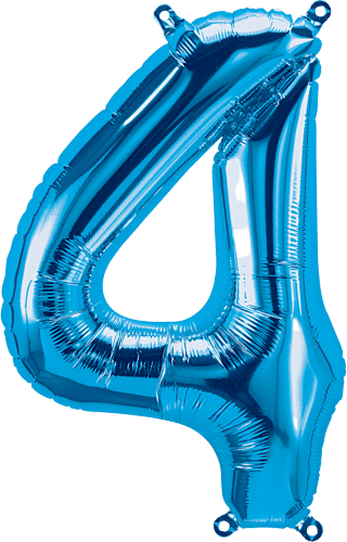 Northstar Mylar & Foil Blue Number 4 (Four) 16" Balloon
