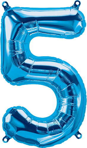 Northstar Mylar & Foil Blue Number 5 (Five) 16" Balloon