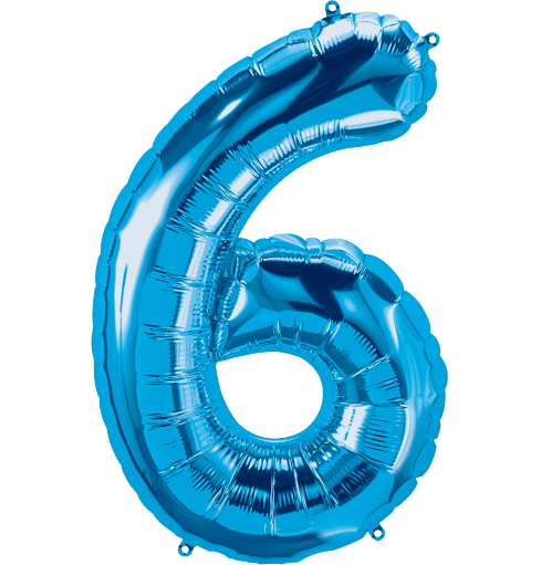 Northstar Mylar & Foil Blue Number 6 (Six) 34" Balloon