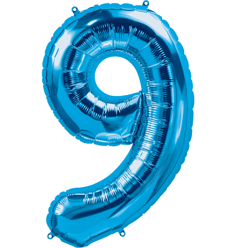 Blue Number 9 (Nine) 34" Balloon