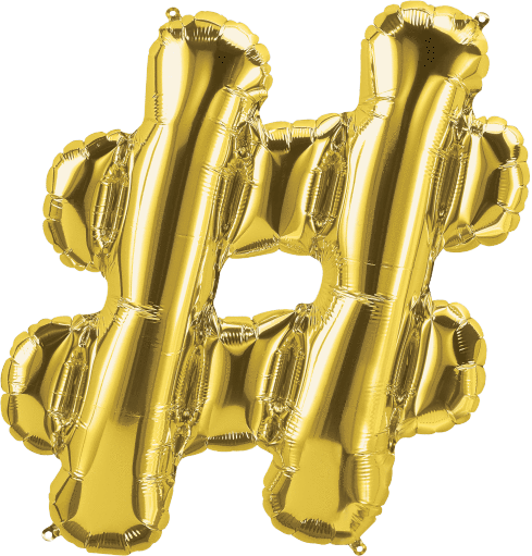 Gold # (Hashtag) 34" Balloon