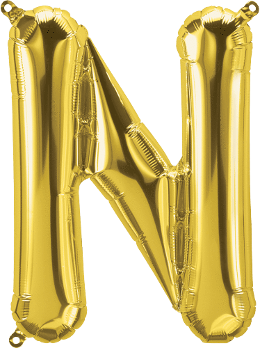Northstar Mylar & Foil Gold Letter N 16" Balloon