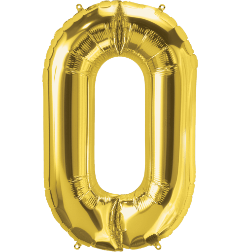 Northstar Mylar & Foil Gold Number 0 (Zero) 34" Balloon