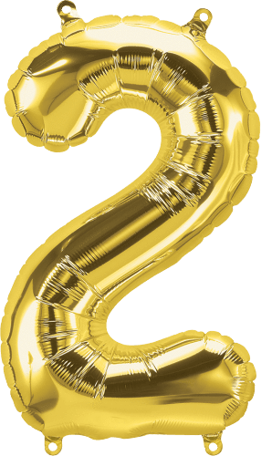 Northstar Mylar & Foil Gold Number 2 (Two) 16" Balloon