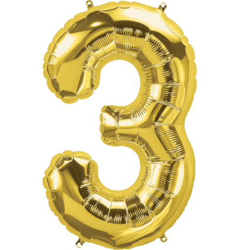 Northstar Mylar & Foil Gold Number 3 (Three) 34" Balloon