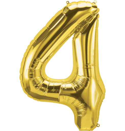 Northstar Mylar & Foil Gold Number 4 (Four) 34" Balloon
