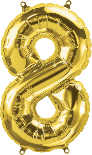 Gold Number 8 (Eight) 16" Balloon