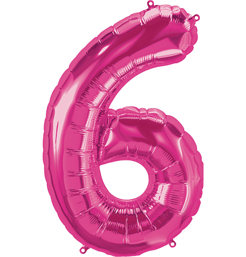 Northstar Mylar & Foil Magenta Number 6 (Six) 34" Balloon